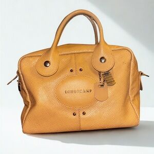 Authentic Longchamp Quadri Tote - Beige Pebbled Leather